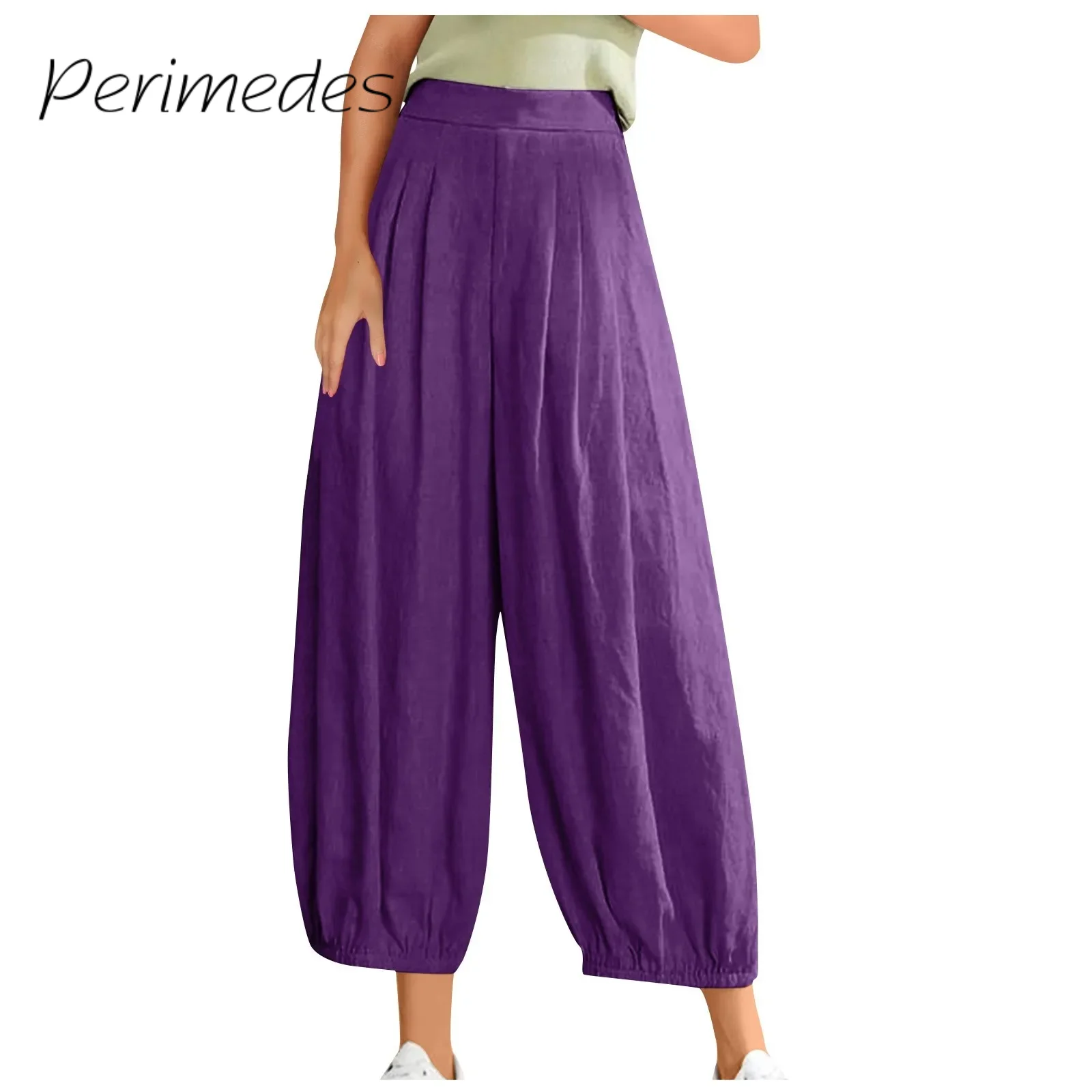 Брюки Pantalones Женские повседневные из хлопка и льна свободные штаны удобные с