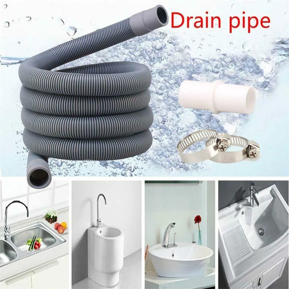

Universal Drain Waste Hose Extension Pipe Kit Replacement Drain Hose Extension For Washing Machine Dishwasher Water Outlet Tubes