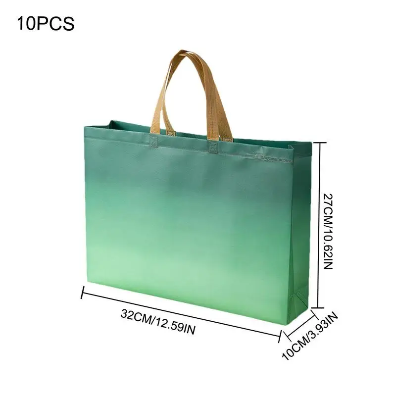 Non Woven Bags Grocery Shopping Reusable Gradual Color Change Storage Bag 10 Pcs Portable Tote Bags For Shopping Buying Food images - 6