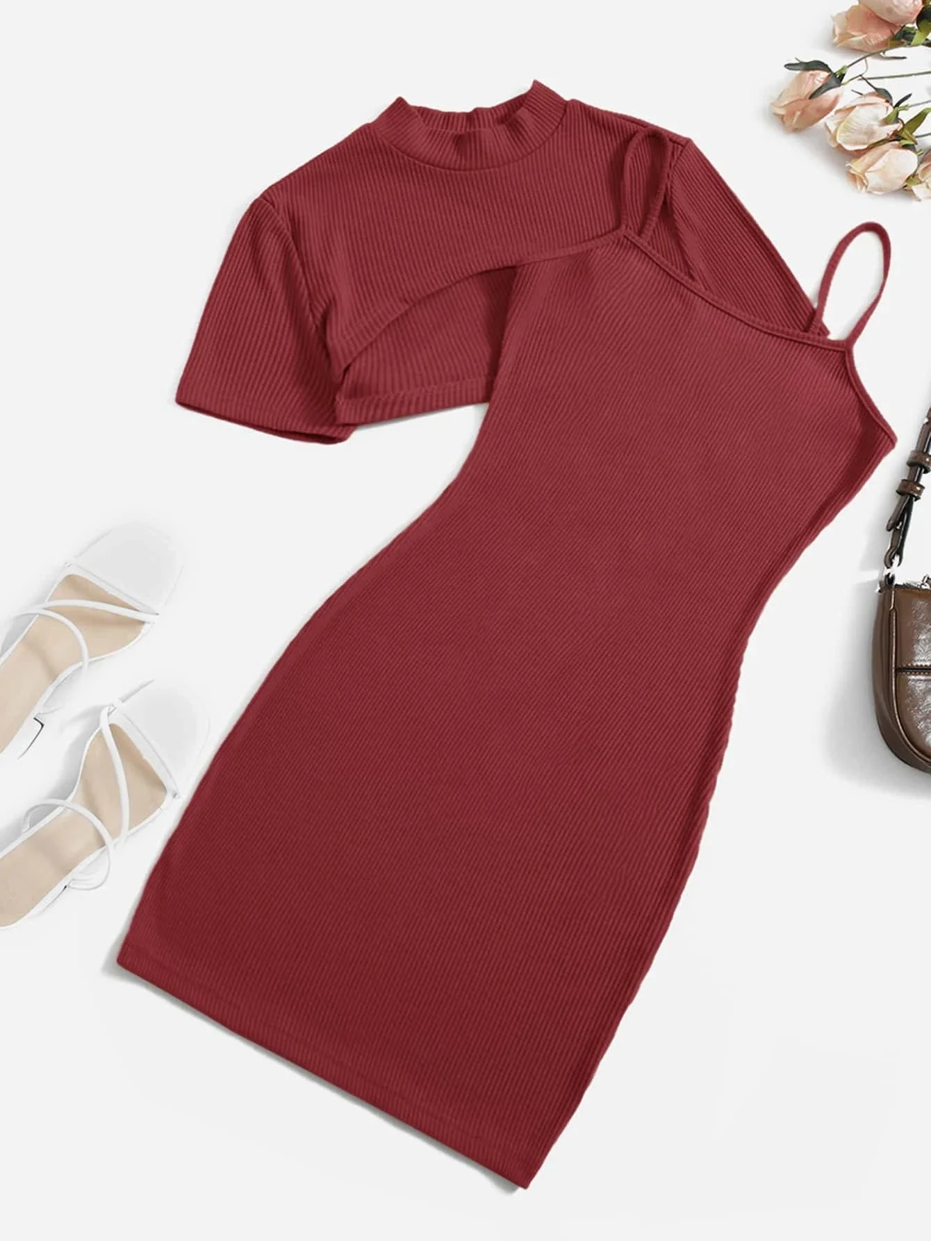 

Super Crop Top & Rib-knit Bodycon Dress