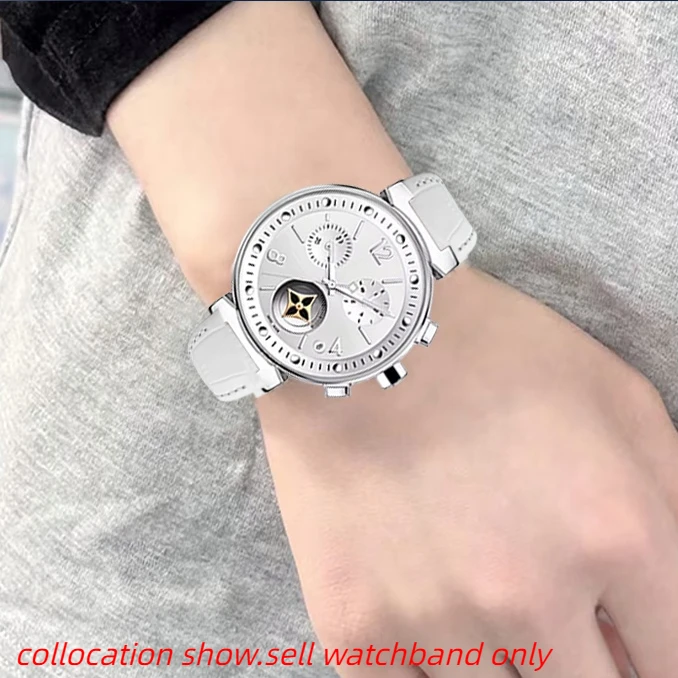 For Louis Vuitton Tambour Cowhide Watchband Lv Quick Release Genuine Leather Watch Strap 18-10mm 21-12mm Men women Metal buckle