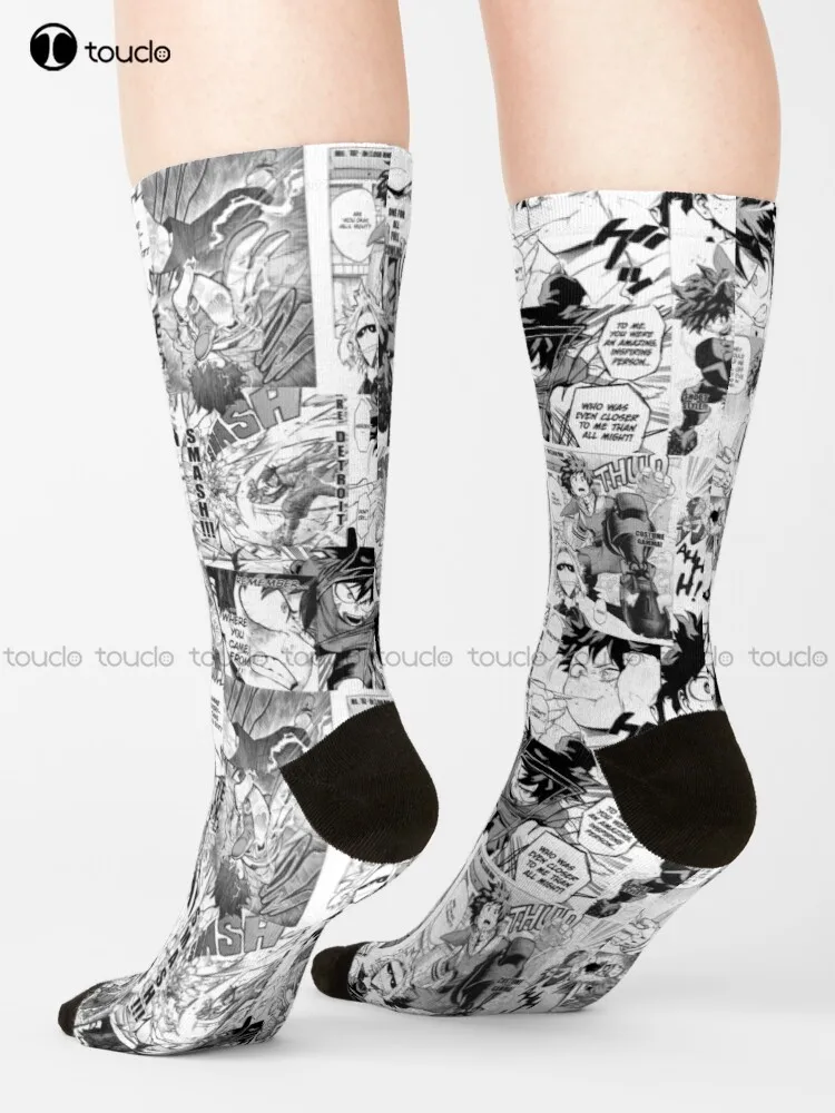 

Deku Boku No Hero Academia Deku Manga Collage Black And White Socks White High Socks Personalized Custom Gift Harajuku Colorful