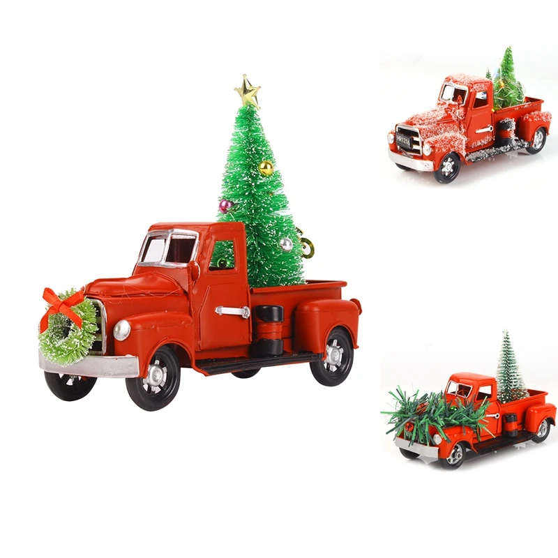 

Vintage Red Truck Christmas Decor Handcrafted 6.7 Inches Metal For Christmas Decoration ,C