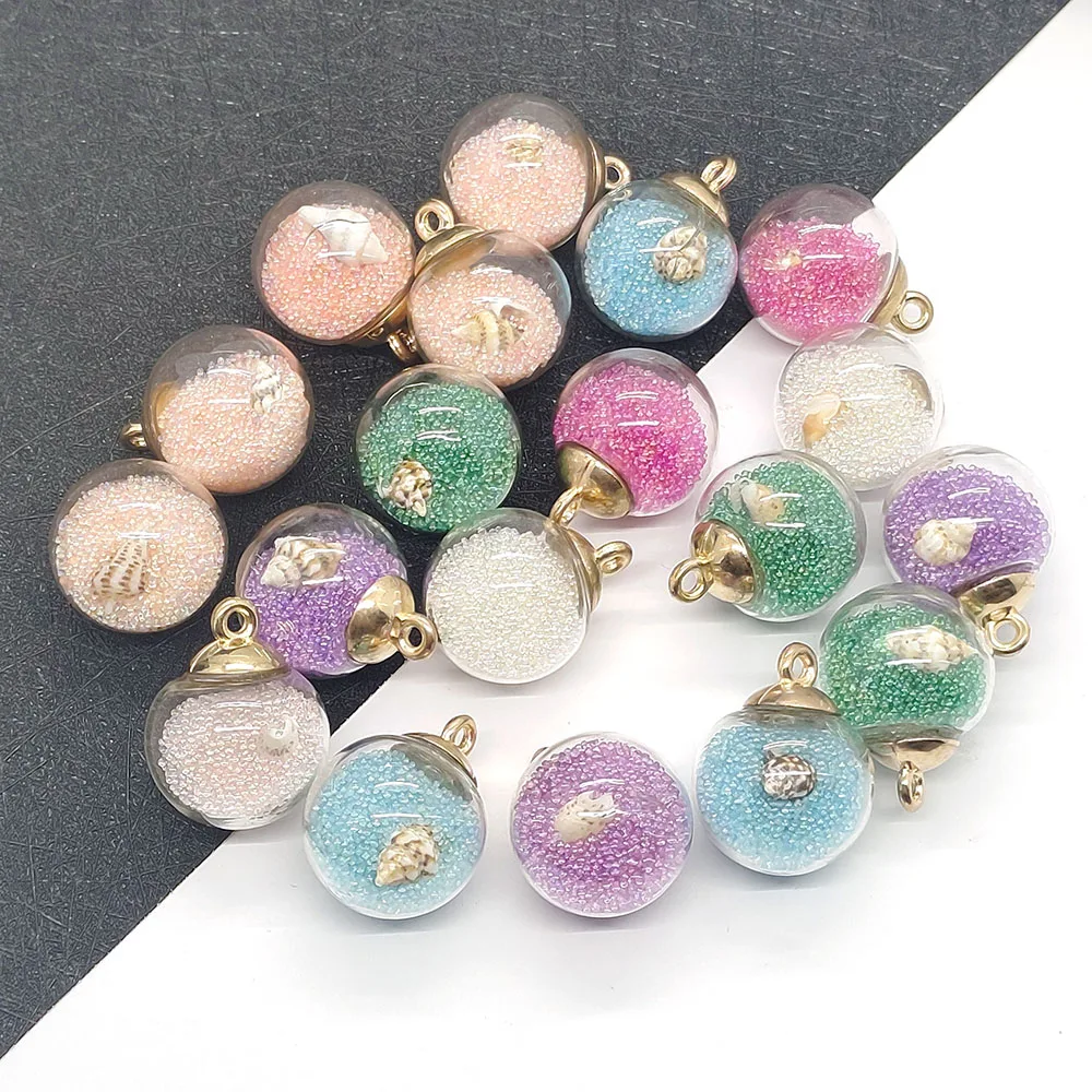 

5pcs Colorful Glass Ball Pendant Gravel Pendant DIY Handmade Earrings Bracelet Necklace Pendant Jewelry Accessories Charm
