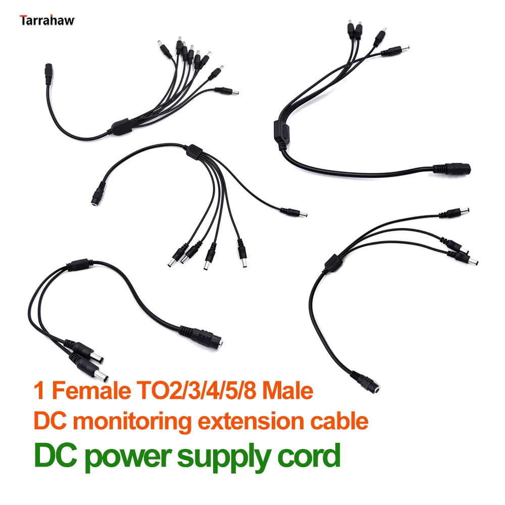 

DC 5.5*2.1 Solar Panel Monitoring Power Cord 1 Female to 2/3/4/5/8 Male Shunt Branch Line Light Bar Solar System Connecting Line