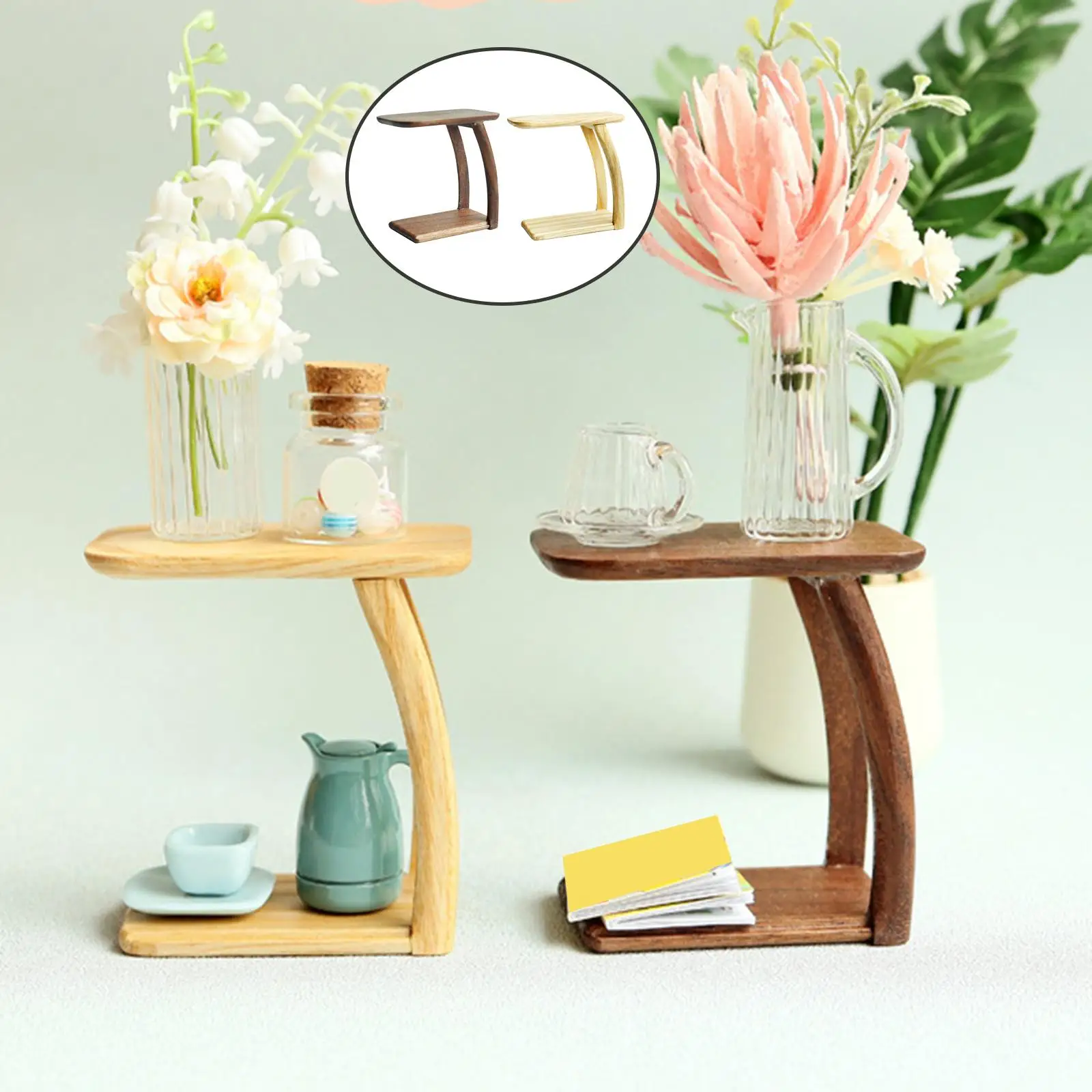

1/6 Wood End Table Dining Room Creative Dolls House Coffee Table Decoration Toys