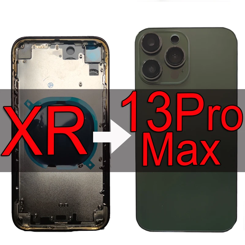 

Задняя крышка DIY корпус для XR до 13Promax задняя батарея средняя рамка XR как 13Pro 6,7 дюймов Задняя Крышка Замена с полными подарками