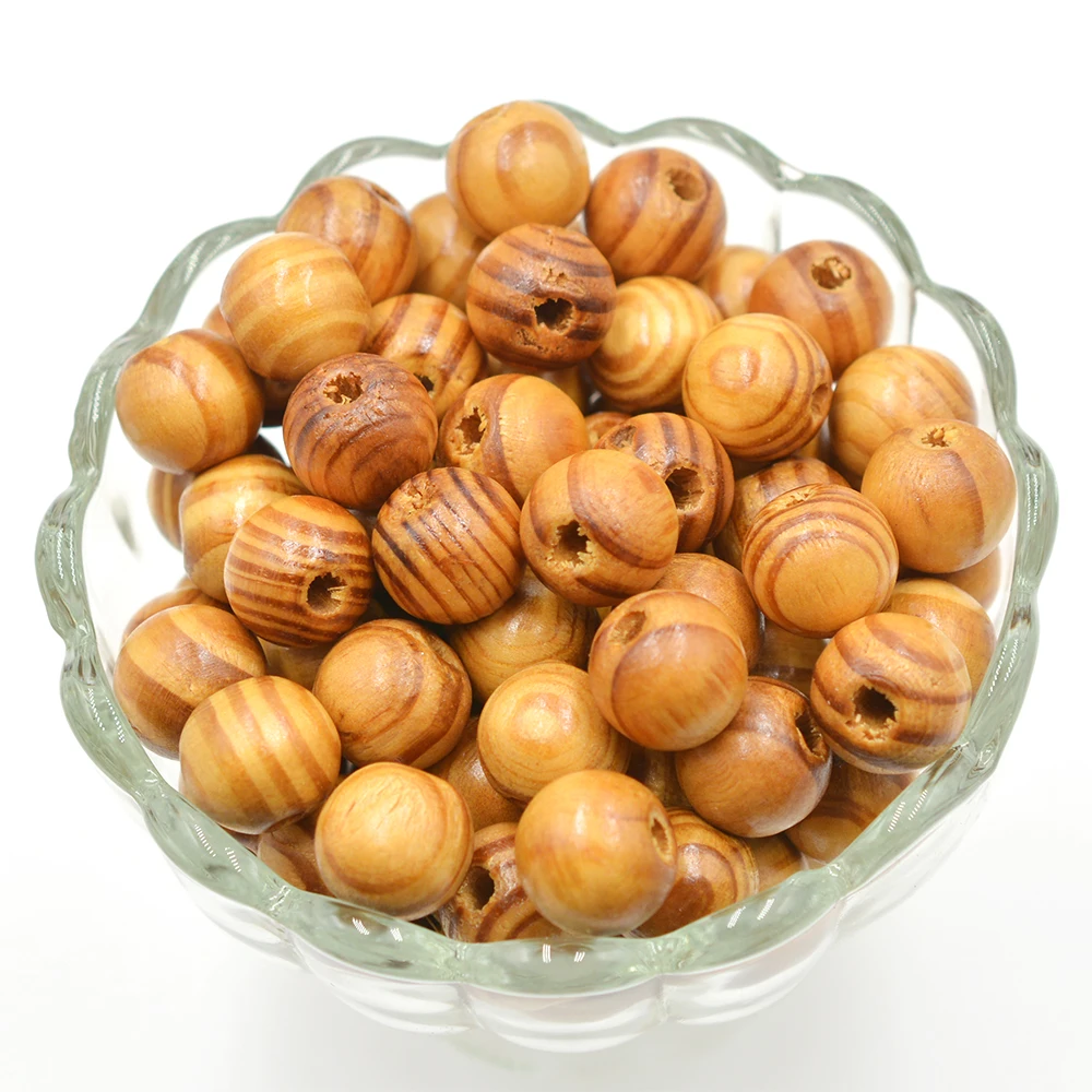 Круглые сосновые натуральные деревянные полосатые бусины свободные