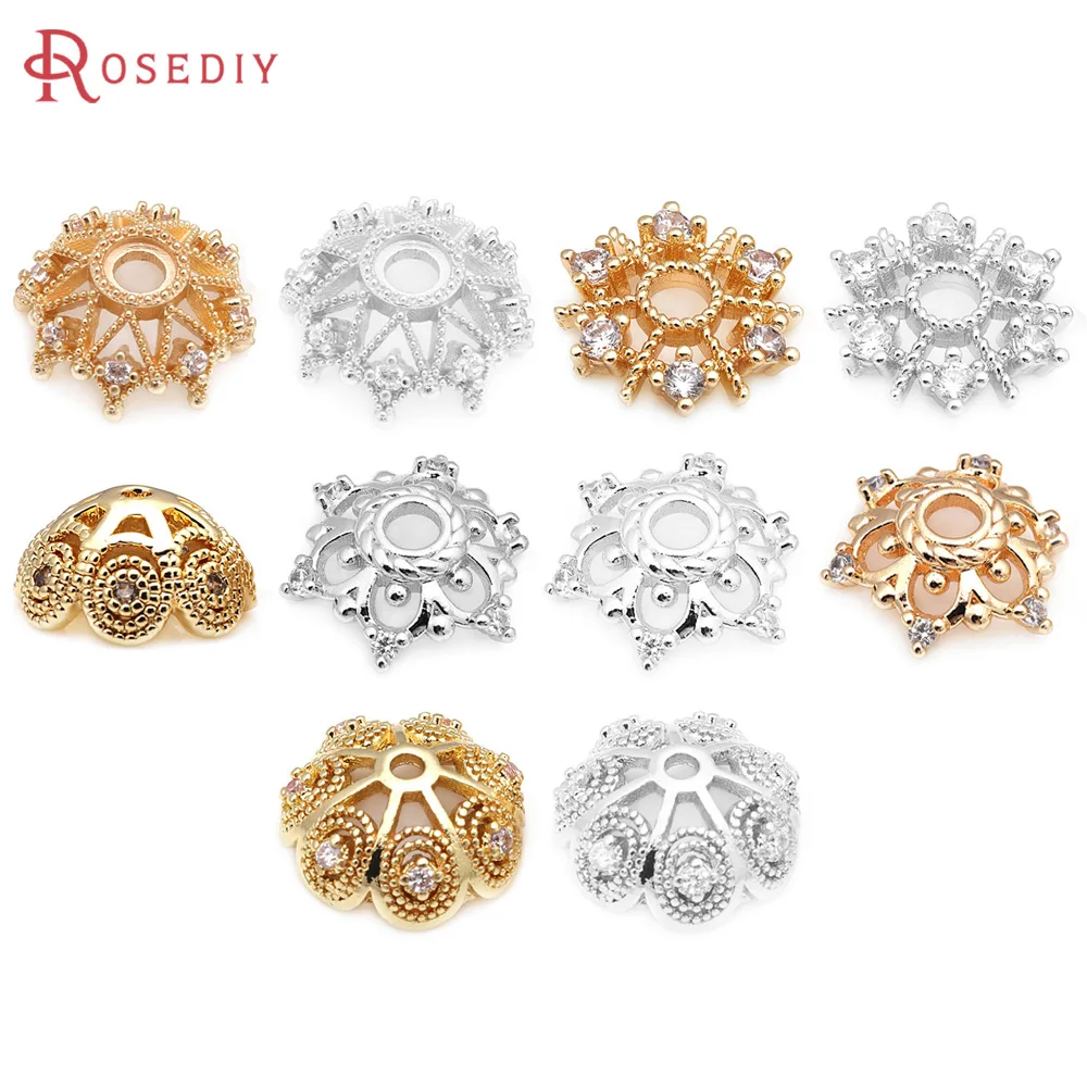 Шапочки из латуни и циркония с бусинами ювелирные изделия высокого качества