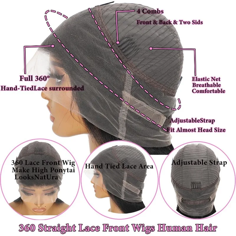 360 передний парик со шнуровкой искусственные волосы 150% плотность прямые