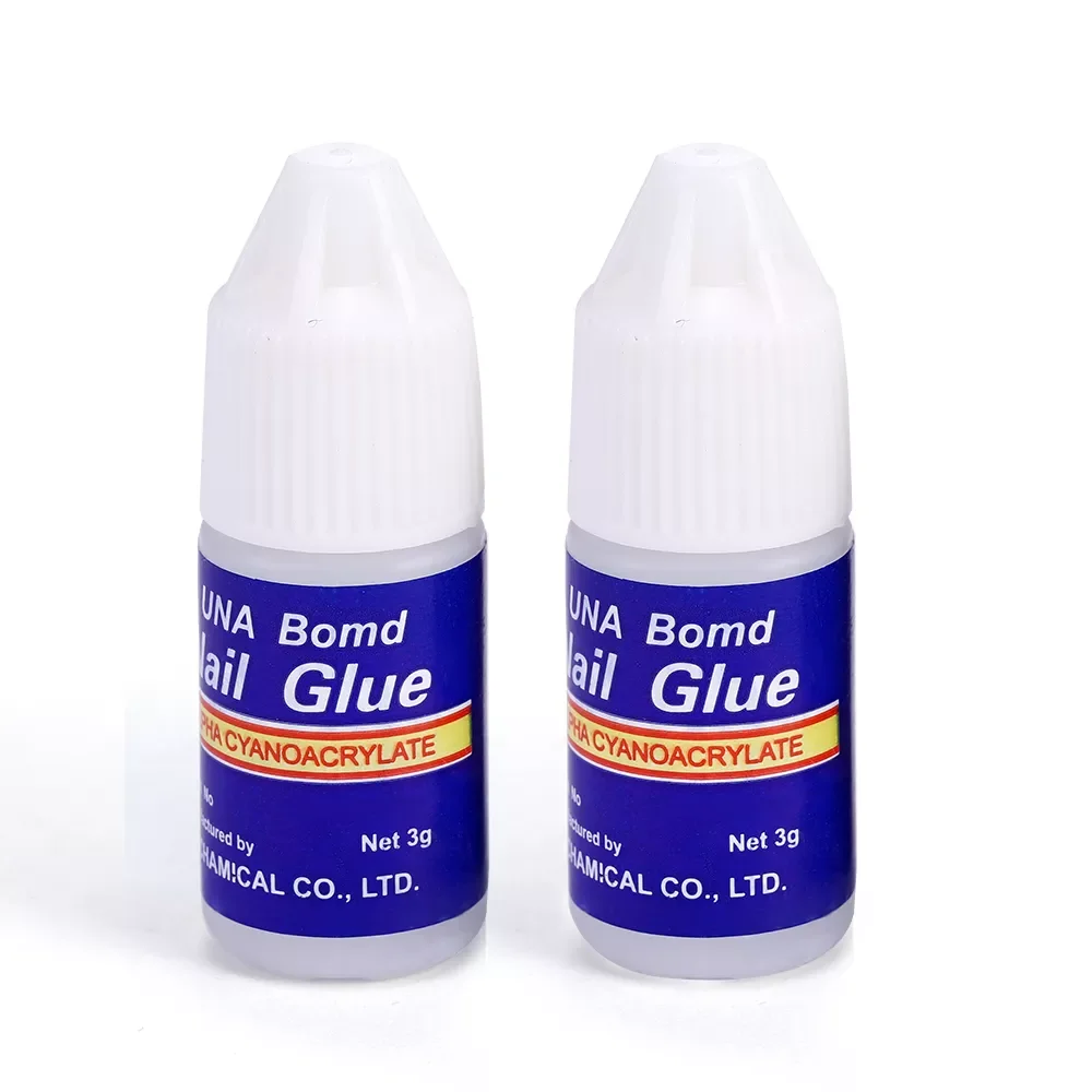 

2 Bottle/Set False Nail Glue Nail Supplies Nail Glue With Brush Doesn't Hurt Fingernail Stick Decoration Nail Tips Tools 3g/