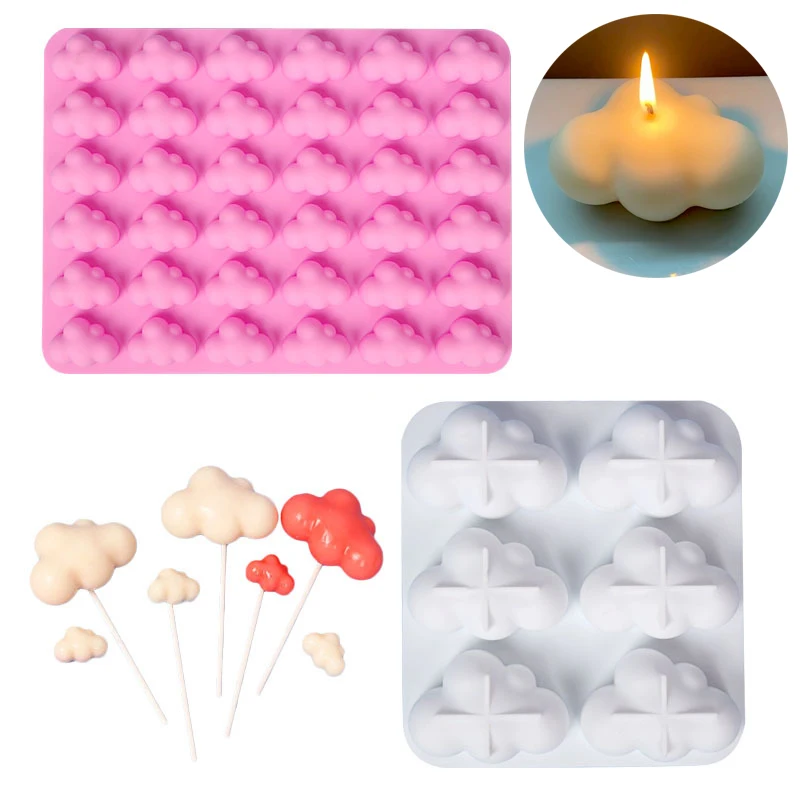 6/36 Grid Cloud Shaped Silicone Candle Molds DIY Chocolate Mousse Cake Decor Baking Mould Scented Candle Making Supplies Tools