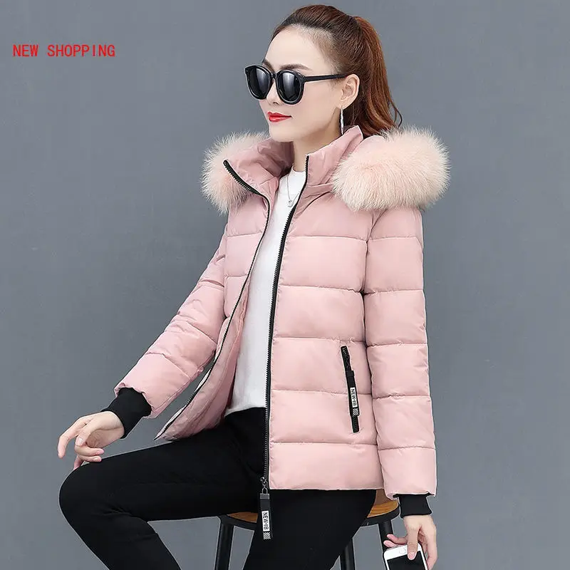 2023 New Fashion Winter Parkas Women Jacket Fur Collar Hooded Basic Coat Thicken Female Jacket Warm Cotton Padded Outwear XL