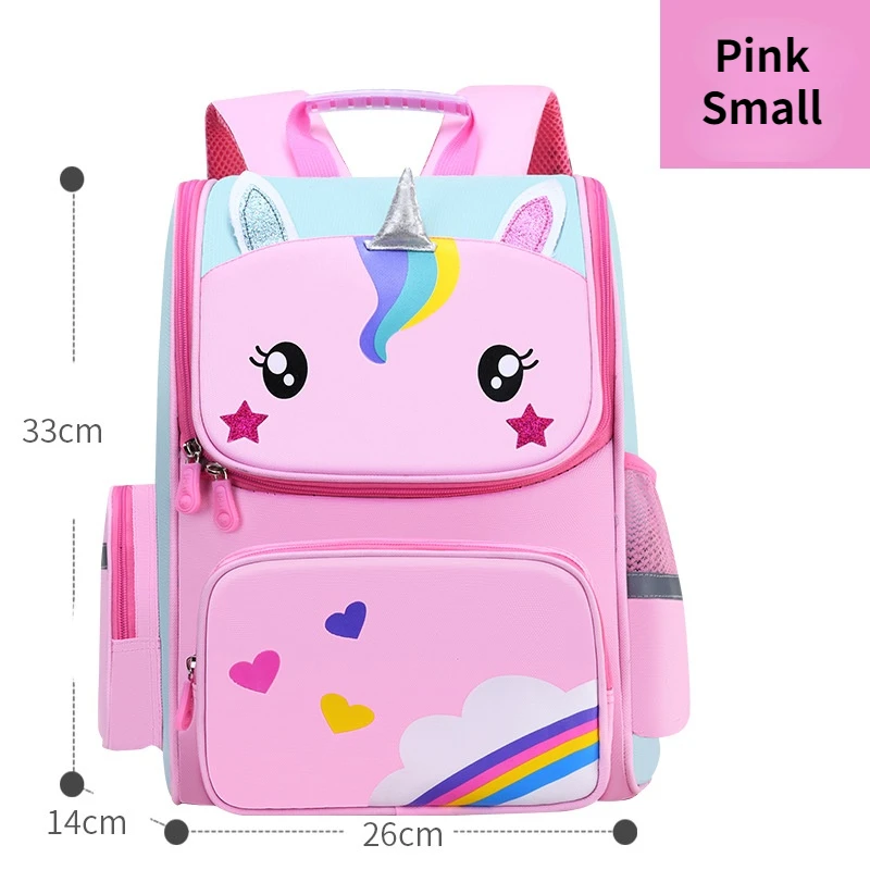 3 Piece Children Unicorn Cartoon Primary School Pen Bags for Boy Girl Lovely Princess Backpacks Grades 1-6 Large Capacity Travel