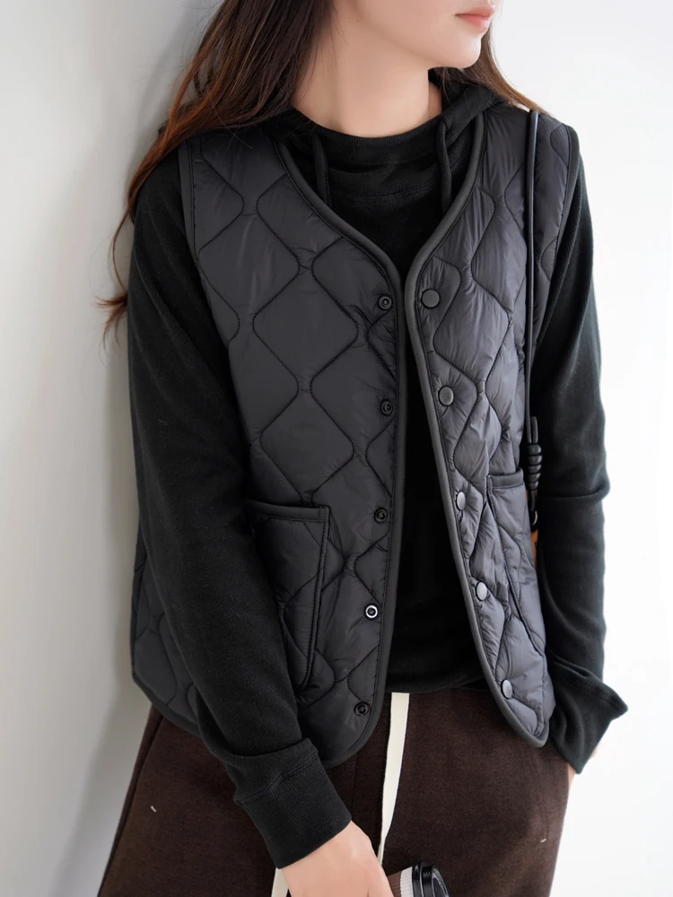 Stacked Shen Device ~ Light Constant Temperature Fleece Liner Vest Autumn and Winter Lightweight Double Warm Core V-neck...