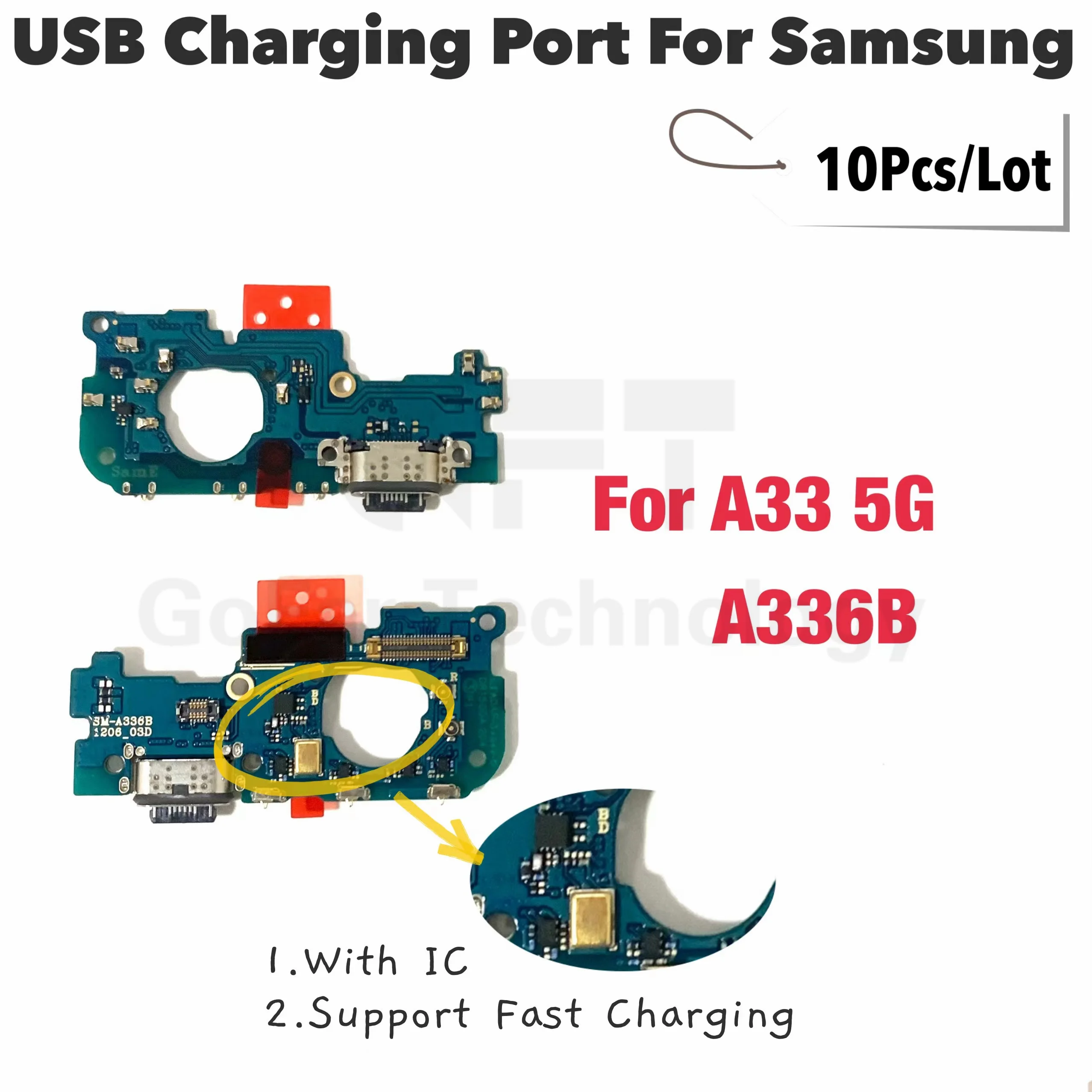 

10Pcs Original USB Charging Port Connector Board Flex Cable For Samsung A33 5G A336B A33 A336 Charging Connector Repair Parts