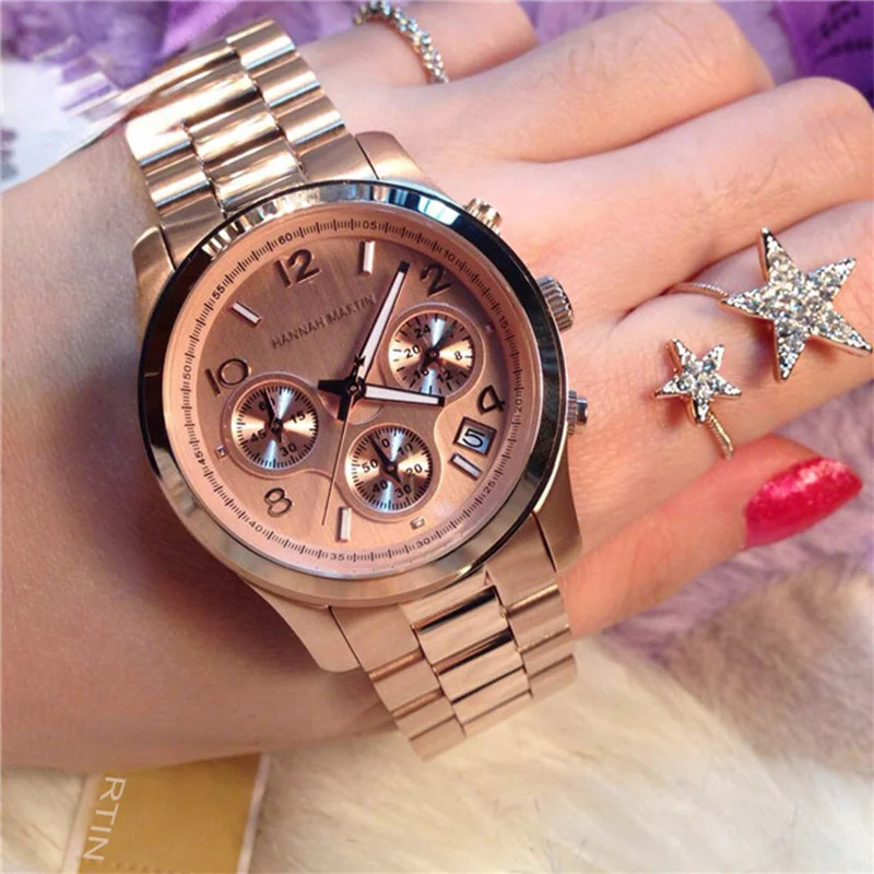 2023 Classic Women Rose Gold Top Brand Luxury Laides Dress Business Fashion Casual Waterproof Watches Quartz Calendar Wristwatch