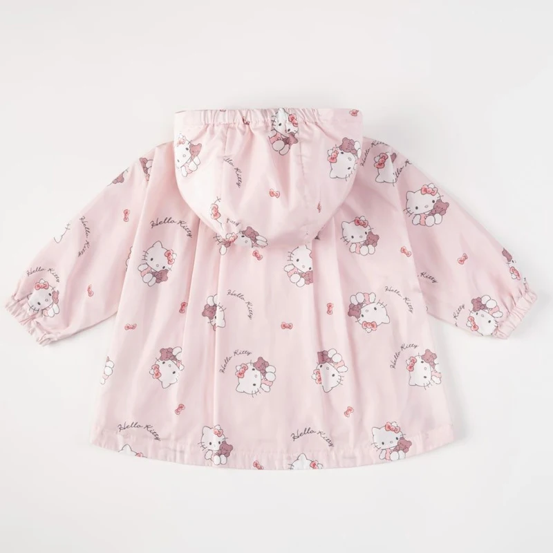 Весенняя куртка для девочки Kawaii Hello Kitty 2024 с капюшоном модная трендовая ветровка
