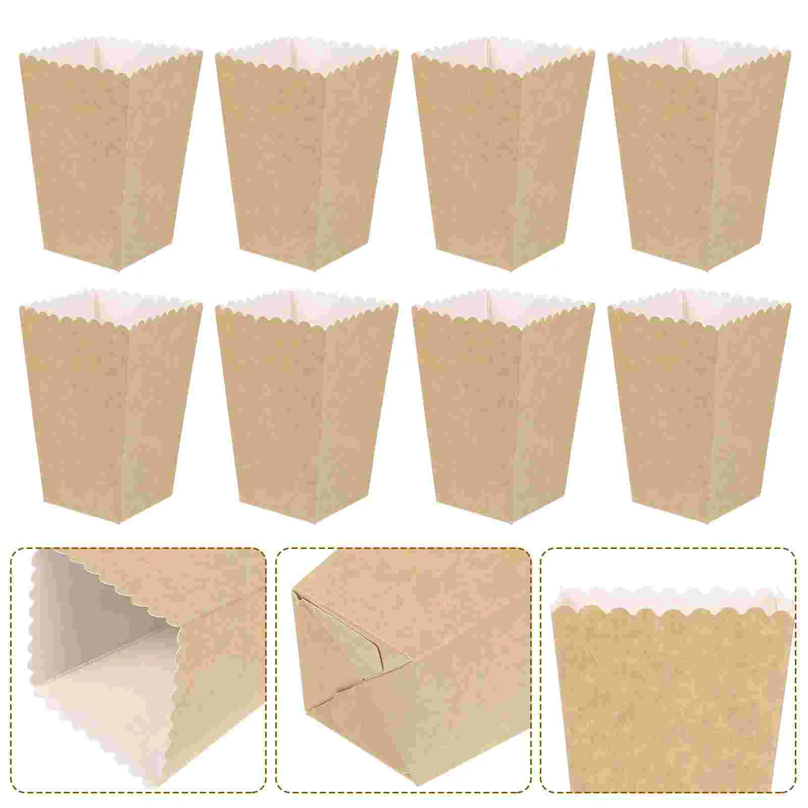 

50Pcs Popcorn Boxes Kraft Popcorn Box French Fries Box Small Movie Theater Popcorn Paper Bags Snack Containers for Chips,,