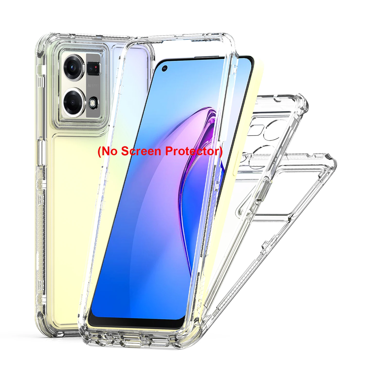 Прочный противоударный чехол 3 в 1 для OPPO Reno 7 4G CPH2363 жесткая пластиковая рамка