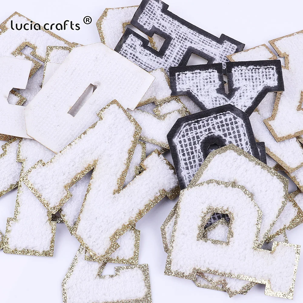 

White English 26Letters Sequin Patches Iron on Sew on For Clothing Patch Towel Embroidery Clothes Applique ABC DIY Garment Decor