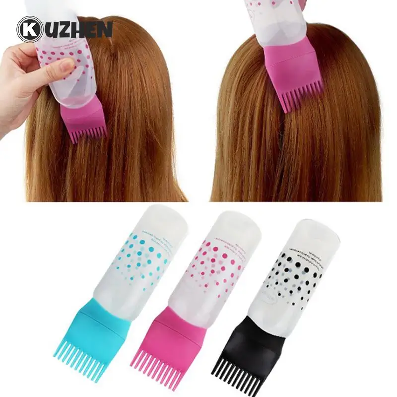Plastic Hair Dye Refillable Bottle Applicator Comb Dispensing Salon Hair Coloring Hairdressing Styling Tool
