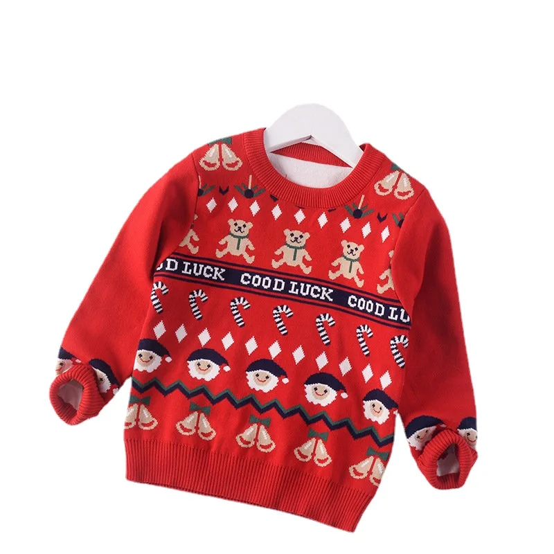 

Kid Christmas Sweater jumper Coat 2022 new Autumn Winter Children Clothing Baby Cotton Thick Wool Top Boy Knitted Pullover 2-7y