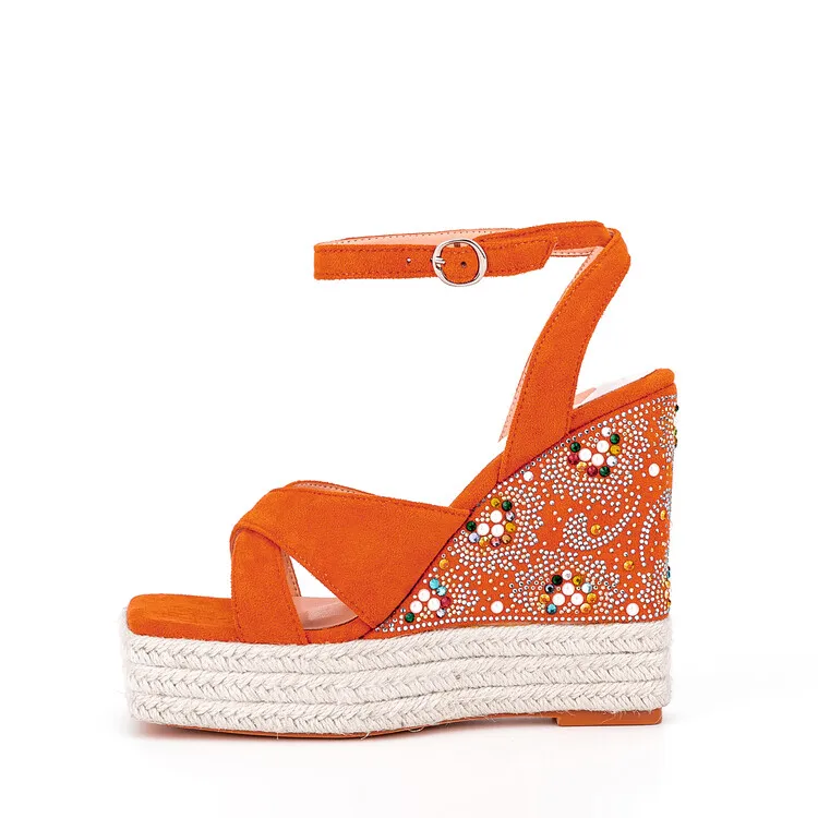 

2023 Spring And Summer New Casual Square Toe Open Toe Wedge Heel Waterproof Platform High Heel Rubber Suede Sandals
