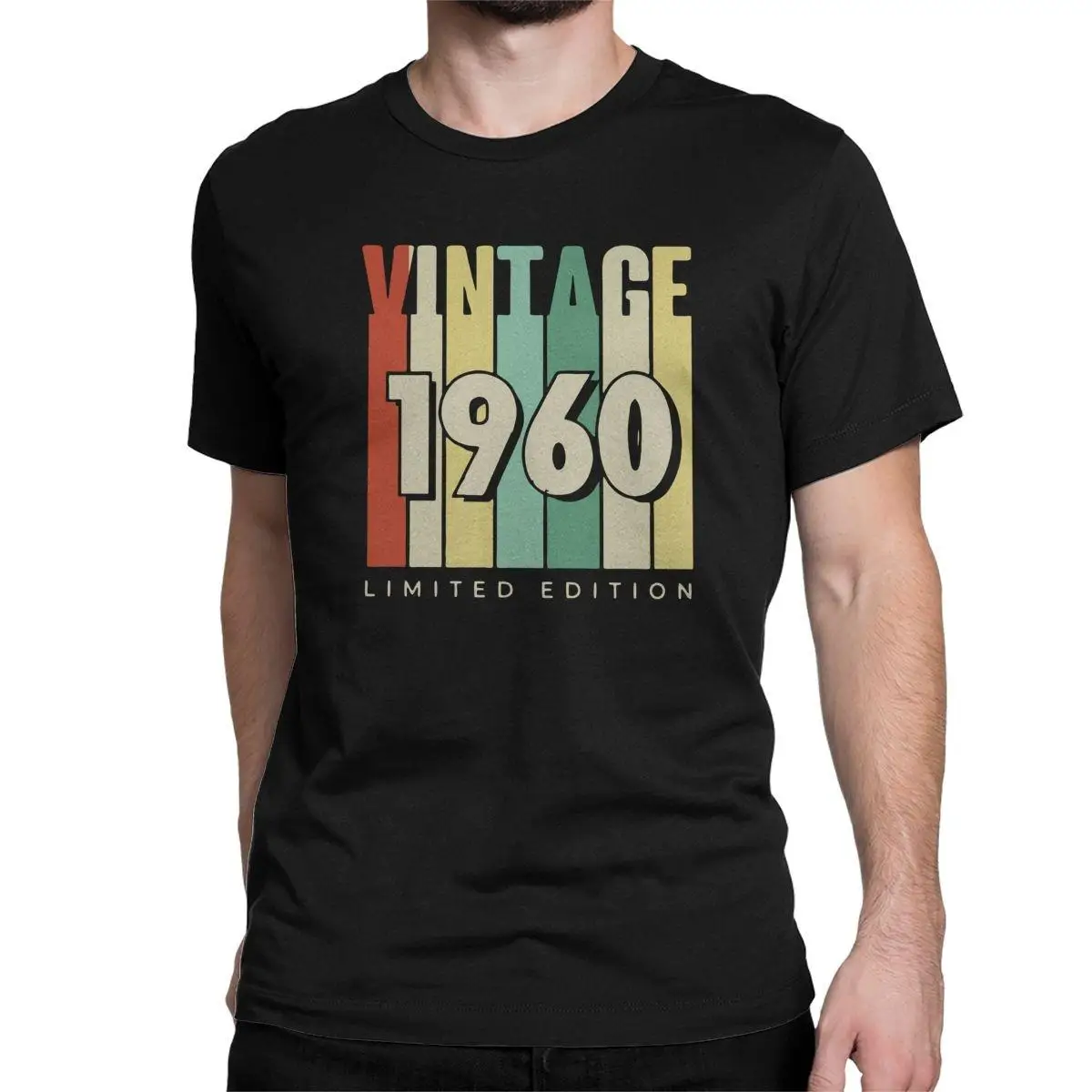 

Мужские Винтажные футболки коллекции 1960 года, футболки из хлопка с короткими рукавами и круглым вырезом в Подарок на годовщину, праздничная...