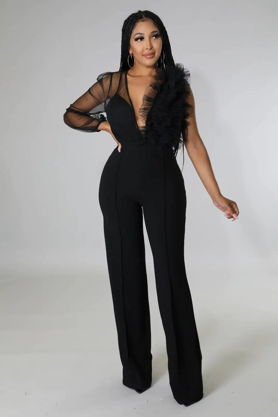 

Oblique Ruffle Dress Casual Large Women's Printed Dress PYY3