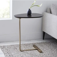 creative bedroom furniture wrought iron round bedside table solid wood panel side table multi scene suitable for table coffee
