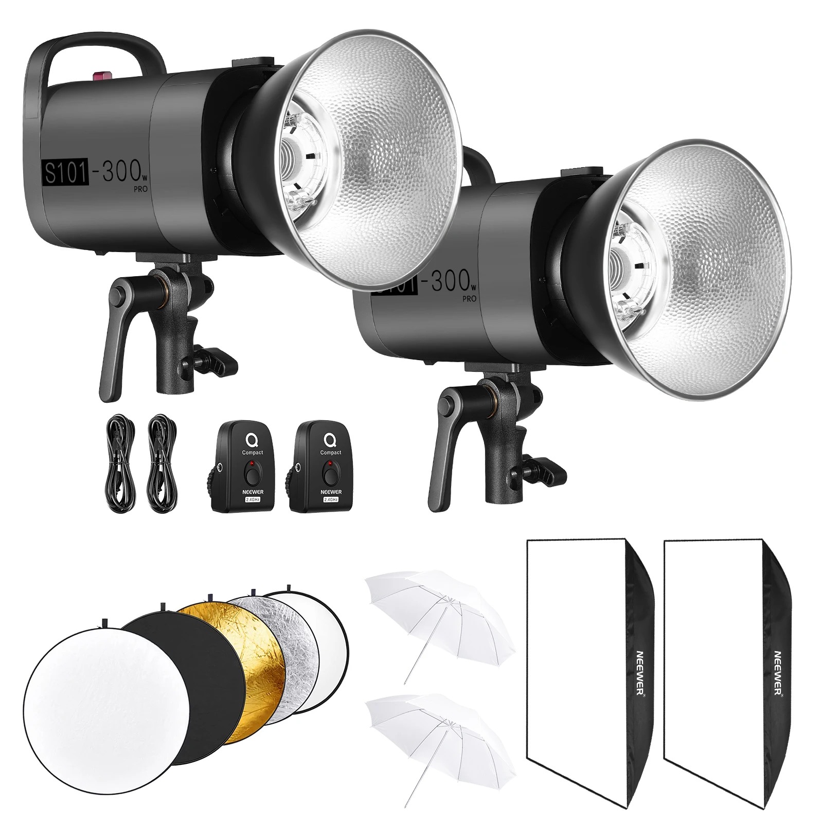 

Neewer 600W Photo Studio Strobe Flash Lighting Kit: Dimmable Monolight with Modeling Lamp, 2.4G Transmitter, Umbrella, Reflector