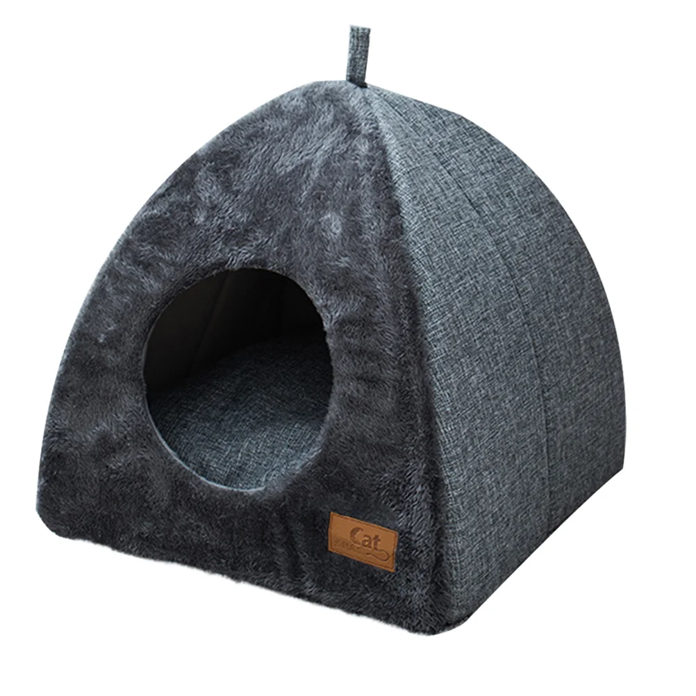 

Cat Bed Pet House Warm Cave Sleeping Cushion Dog Kitten Soft Winter Cage Pouch Closed Full Cuddler Entrance Comfortable Tent