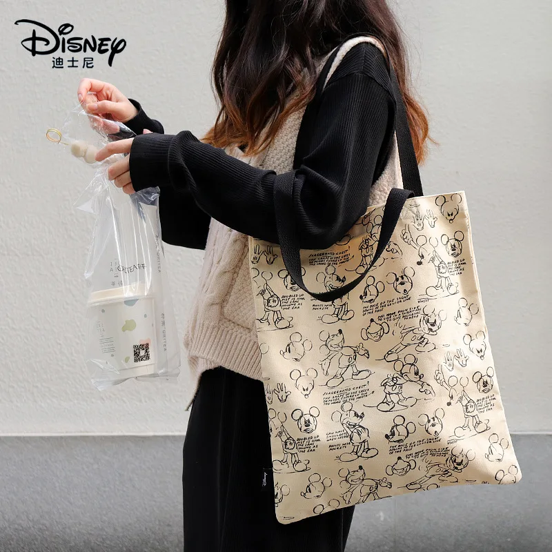 Mickey Canvas Bag Mickey Mouse Bag Large Capacity Portable Shopping Bag One Shoulder Bag Fashion Women's Bag Handbag Disney Bag