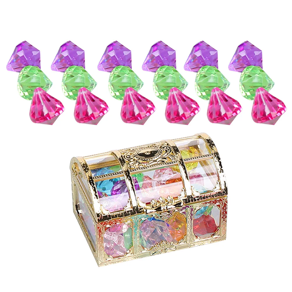 

1 Set of Practical Treasure Crystal Diamond Gems Treasure Storage Box for Kids
