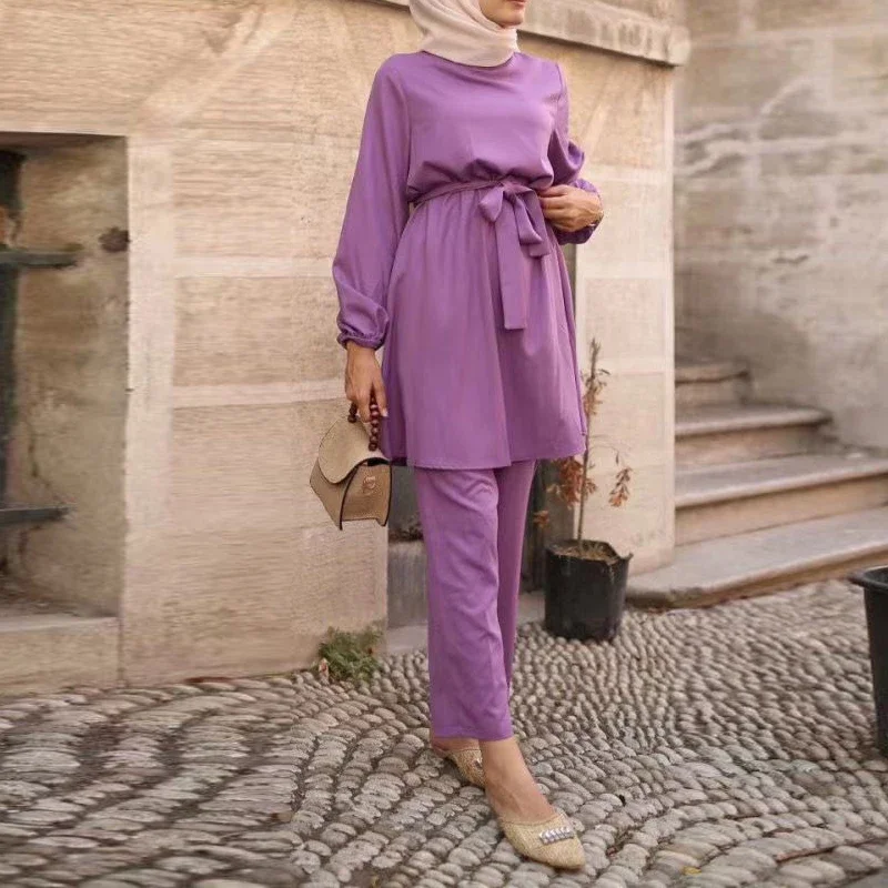 Eid Mubarek Abaya Турция Hijab женское платье из двух частей Caftan caftans мусульманские костюмы