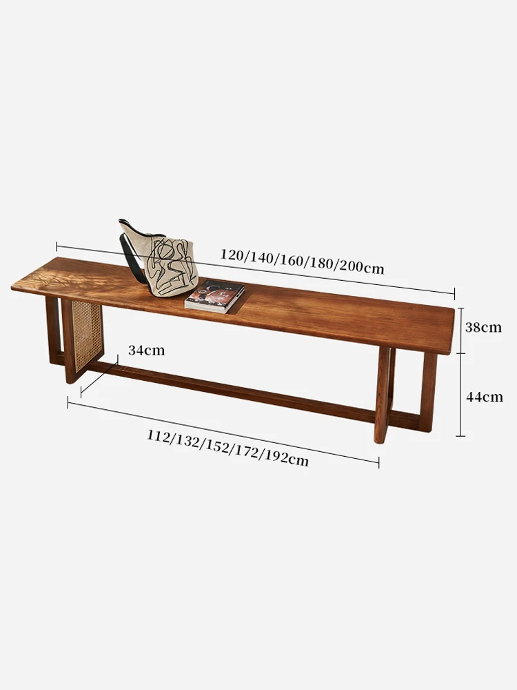 

YY Pewter Solid Wood Bench Retro Distressed TV Cabinet Log Bench