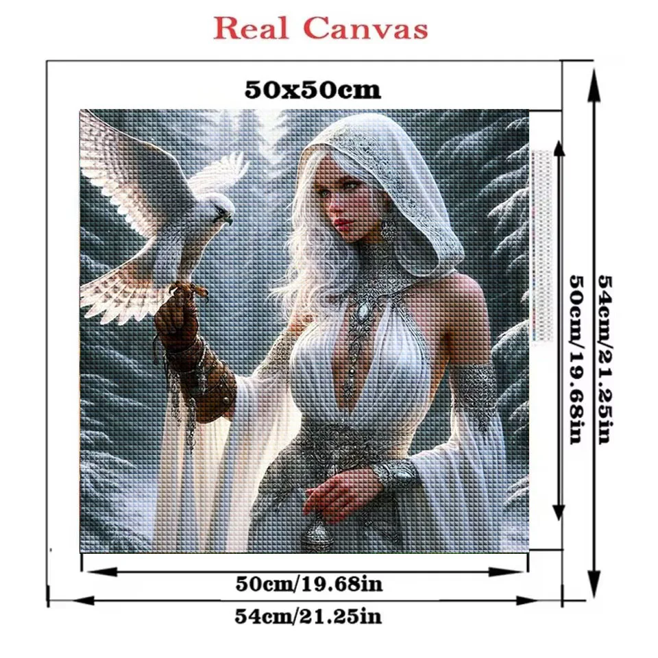 Алмазная картина Женщина и Орел вышивка полный квадратный портрет зимний