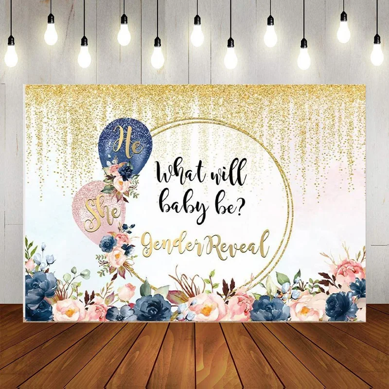 

Boy Or Girl Gender Reveal Party Photography Backdrop Rustic Baby Background Banner Photo Booth Props Party Decor Banner