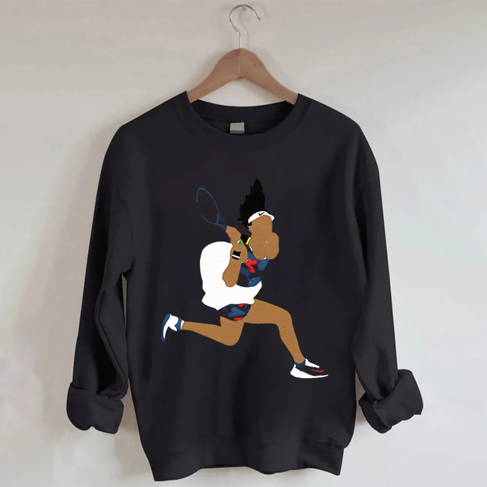 

Tennis Player Print Casual Crew Neck Long Sleeve Sweatshirt