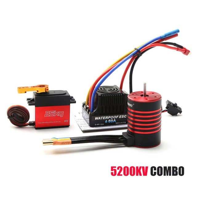 GTSKYTENRC waterproof 3650 5200KV motor + 60A ESC + 25kg servo