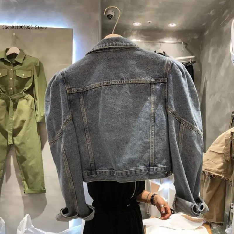 Женская свободная повседневная Осенняя короткая куртка с пушистыми рукавами и