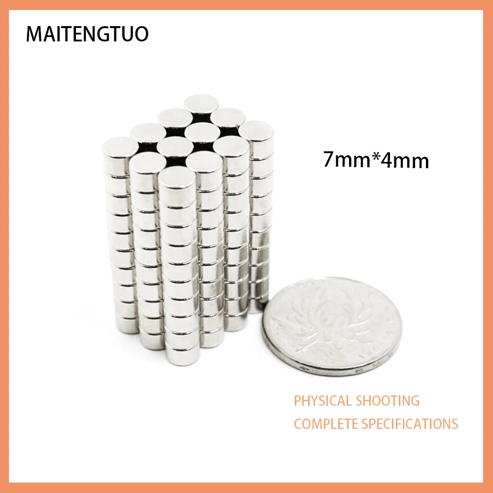 

50/100/200/300PCS NdFeB Magnet 7x4MM N35 Disc MAGNET Round Powerful Strong Permanent Magnetic imanes Disc 7mm*4mm
