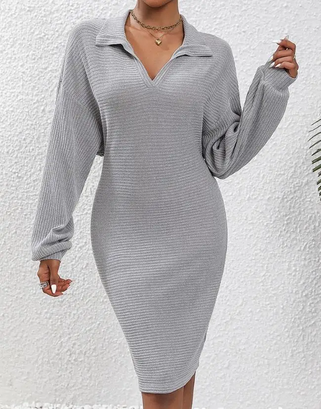 

Elegant Dresses for Women Turn Down Collar Midi Pencil Dress 2023 Autumn Winter Spring Fashion Casual Female Clothing Outfits