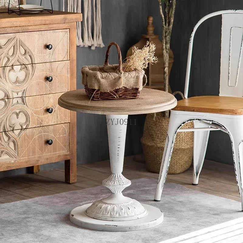 Американский винтажный чайный столик из цельного дерева семейная гостиная