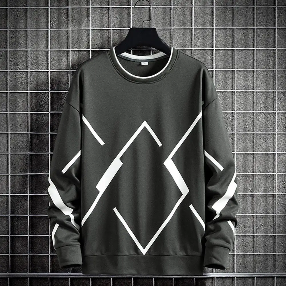 

Men Autumn Sweatshirt Chic Soft Stretchy Hem Men Autumn Sweatshirt Elastic Cuff Spring Sweatshirt