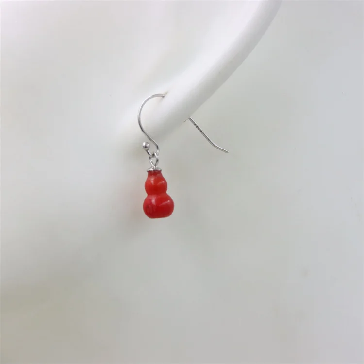 

ZFSILVER Trend Elegent Sea Coral Gourd Dangle Stud Earrings Eardrop Ear Ball Hook For Women Temperament Jewelry Accessories Gift