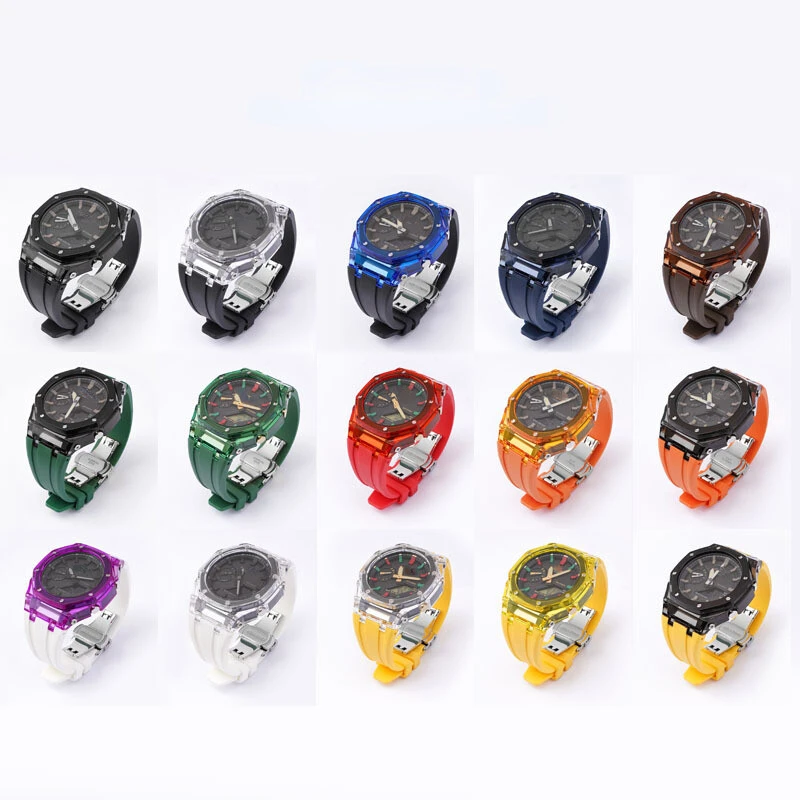 Rubber Wristband + PC Case For Casio G-SHOCK GA 2100 2110 Water-proof Silicone Strap GA2100 GA2110 Replacement Men Woman Watch