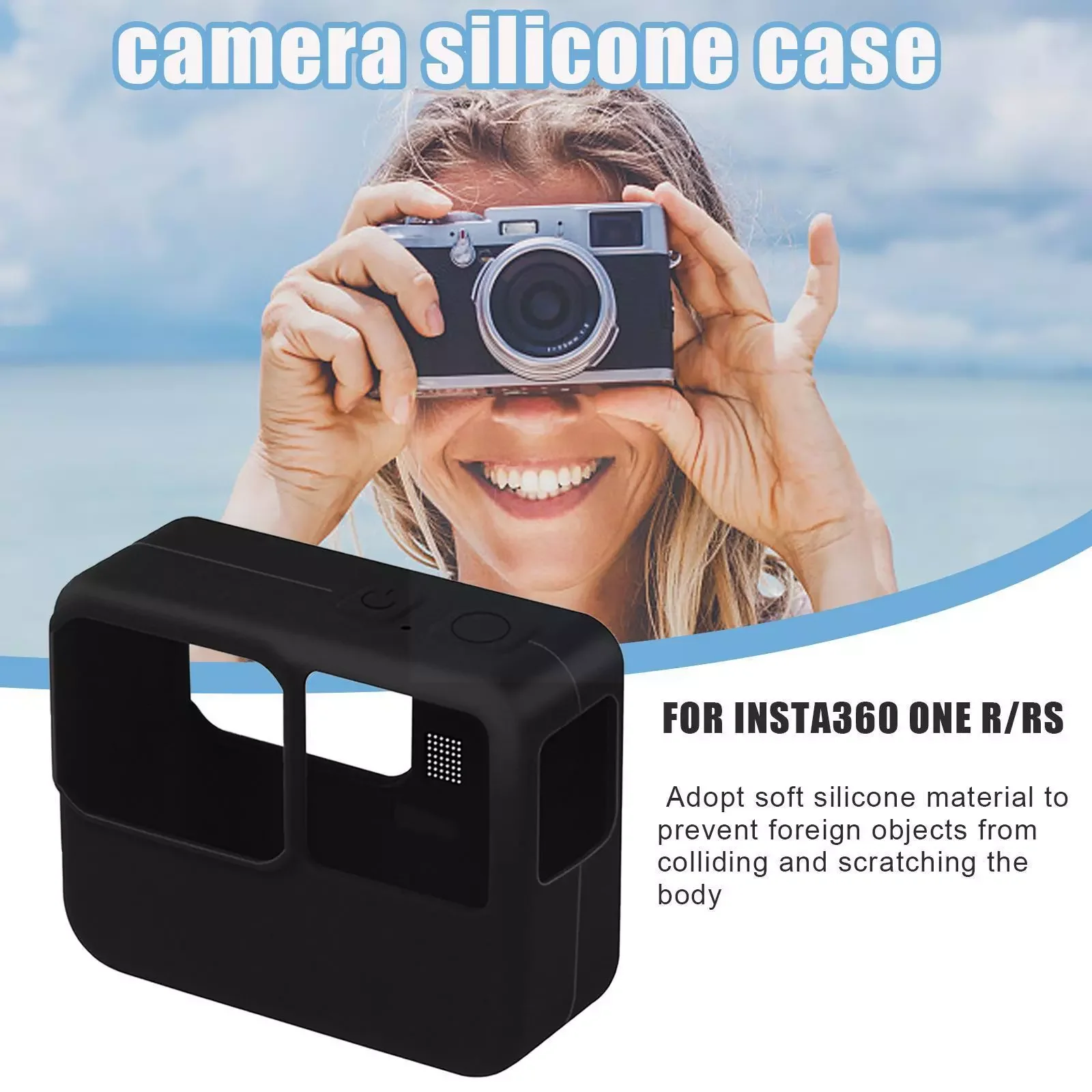 

Soft Silicone Rubber Protective Case For Insta360 One RS R high battery life panorama 4K wide angle silicone Accessories