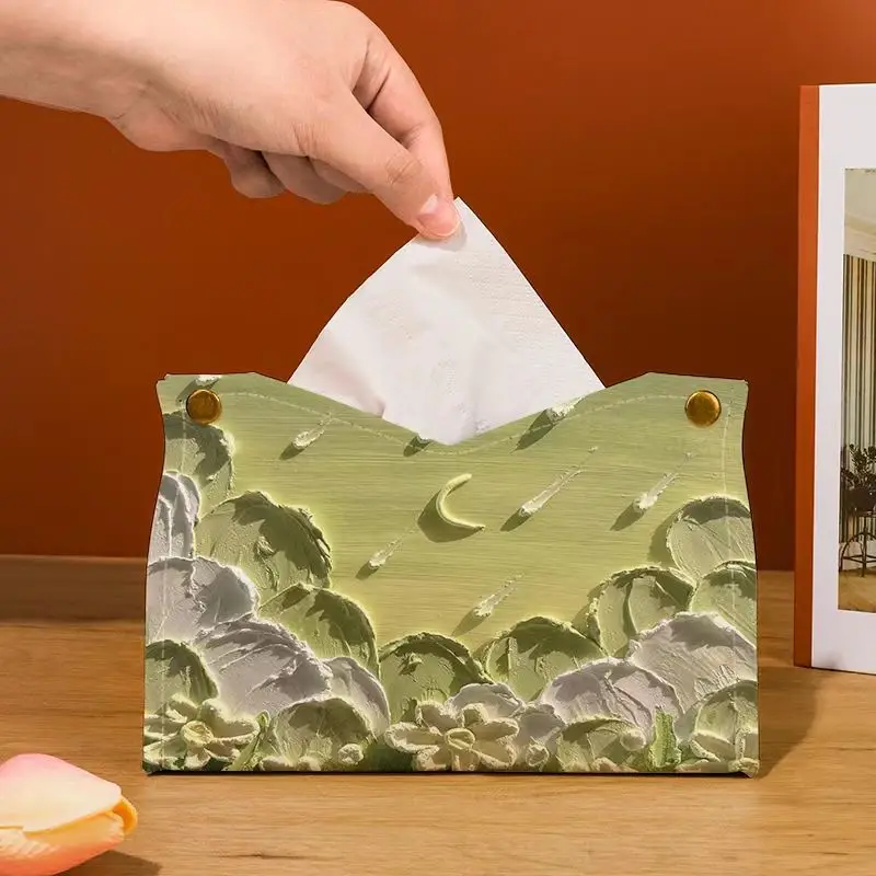 

Oil Painting Paper Box Luxury Wind Storage Restaurant Tissue Boxes Advanced Sense Car Living Room Desk Tissue Box Home Decor